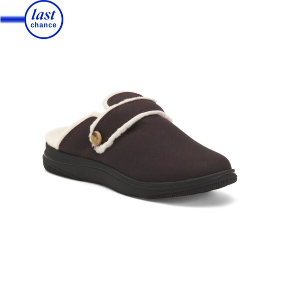 CLARKS Plum Wide Breeze Cross Cozy Comfort Slide On Shoes - Picture 1 of 2